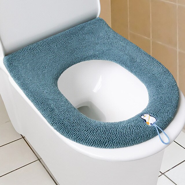 Comfortabele Borduren Badkamer Toilet Seat Cover Winter Wc Cover Huishoudelijke Closestool Mat Seat Case Deksel Deksel: Green
