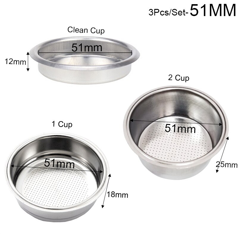 1/2/Schoon Cup Filterhouder 304 Roestvrij Staal Drukloze Koffie Filter 51Mm/58Mm Mand: 51mm 1  2  Clean Cup