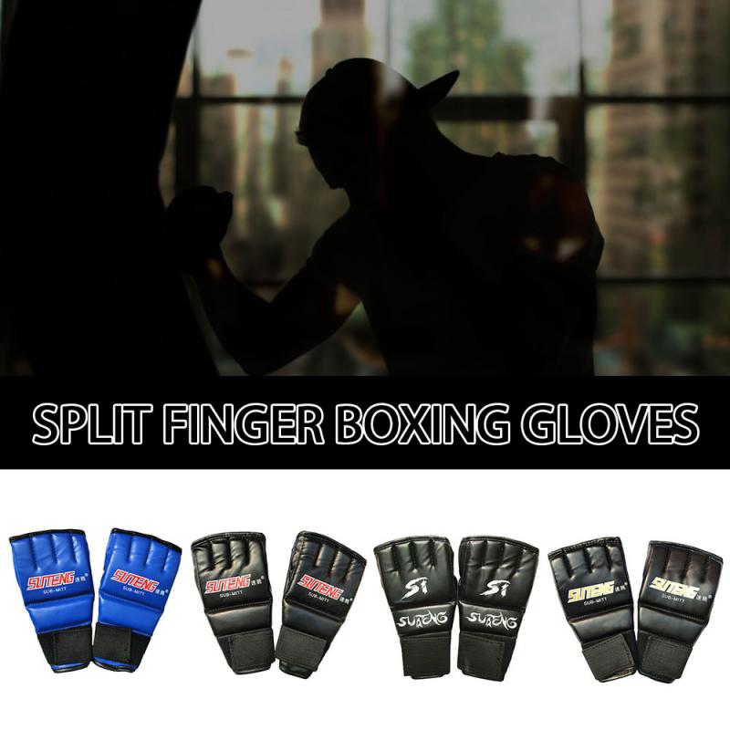 Split-finger boxing gloves punching bag, half-finger open glove, palm breathable five-finger leather split finger