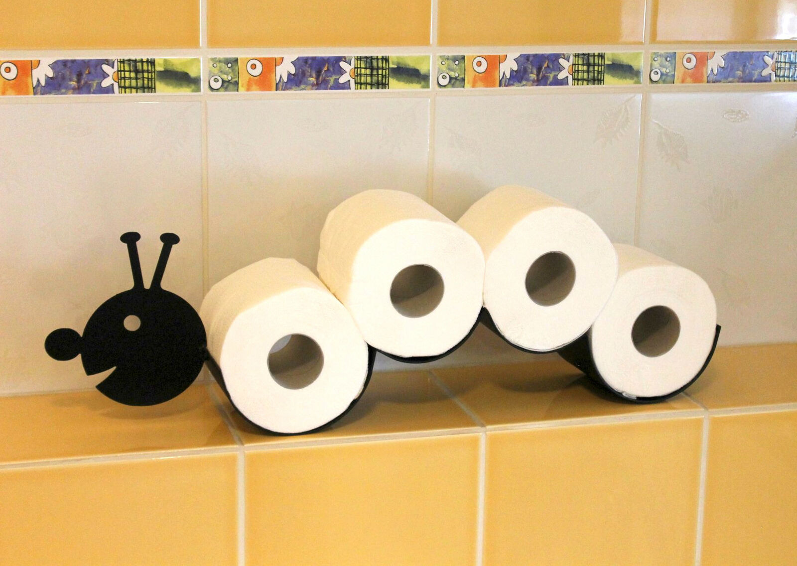Porte-rouleau de papier toilette en métal chenille, support mural, support de rangement pour rouleaux de papier toilette, nouveauté animaux salle de bain