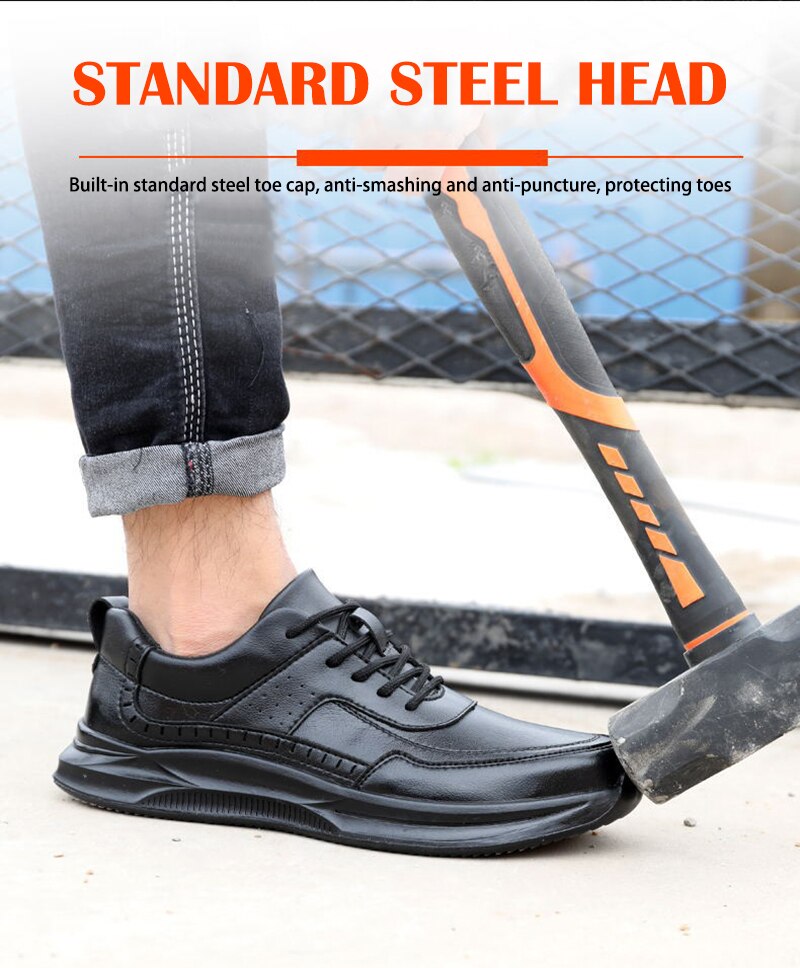 Men's working safety shoes security steel toe boots breathable lightweight industrial construction footwear