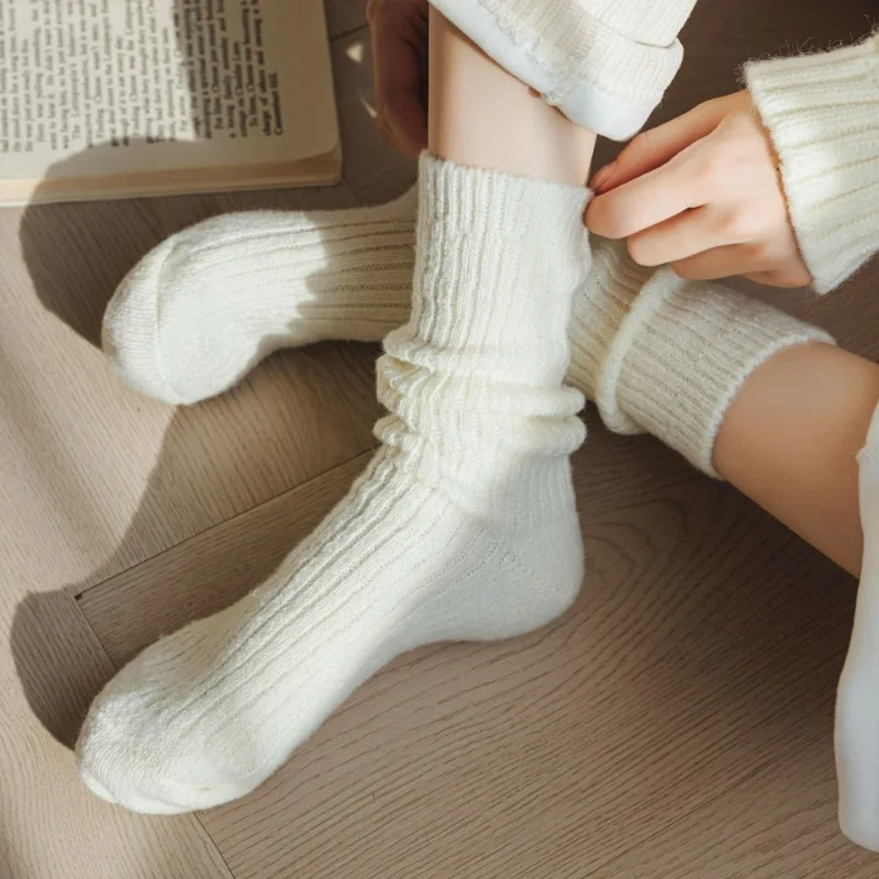 1/3 pares de Calcetines largos térmicos de lana y Cachemira para Mujer, ropa de casa para dormir, Calcetines gruesos y cálidos para Otoño e Invierno, Calcetines para Mujer