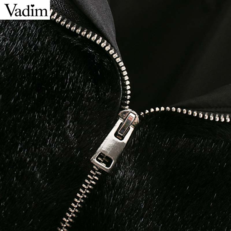 Vadim femmes fourrure manteaux veste pour homme poches cordon vestes vêtements d'extérieur pour femmes solide hauts amples CA597