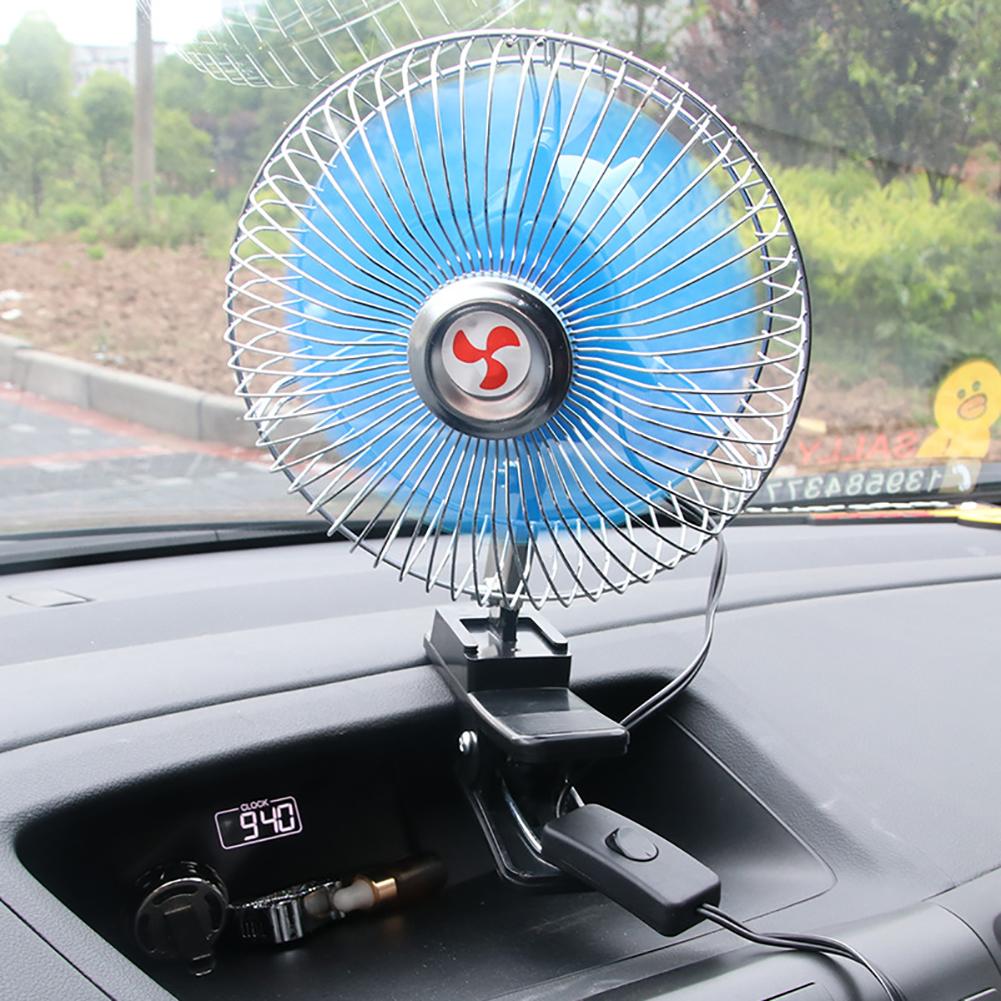 12/24V Mini Summer Car Low Noise Air Conditioner Rotatable Clip Cooling Fan