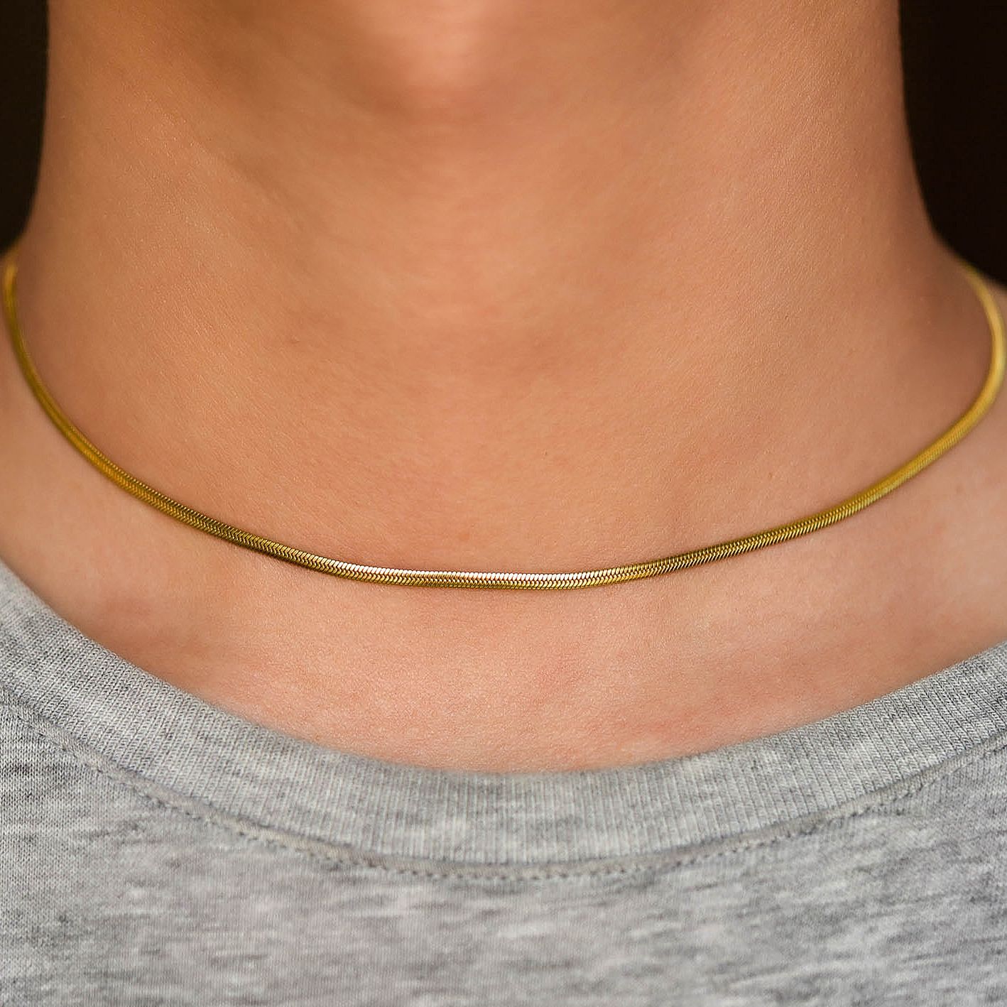 1mm/2mm Flat Chain Gold Stainless Steel Necklace Vintage Chain Women And Man Jewelry