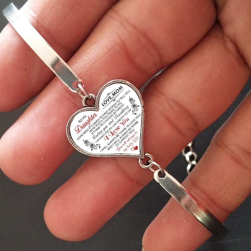 À ma fille femme petite-fille Bracelet amour coeur Bracelets porte-bonheur Bracelets pour femmes filles inspirant lettre bijoux