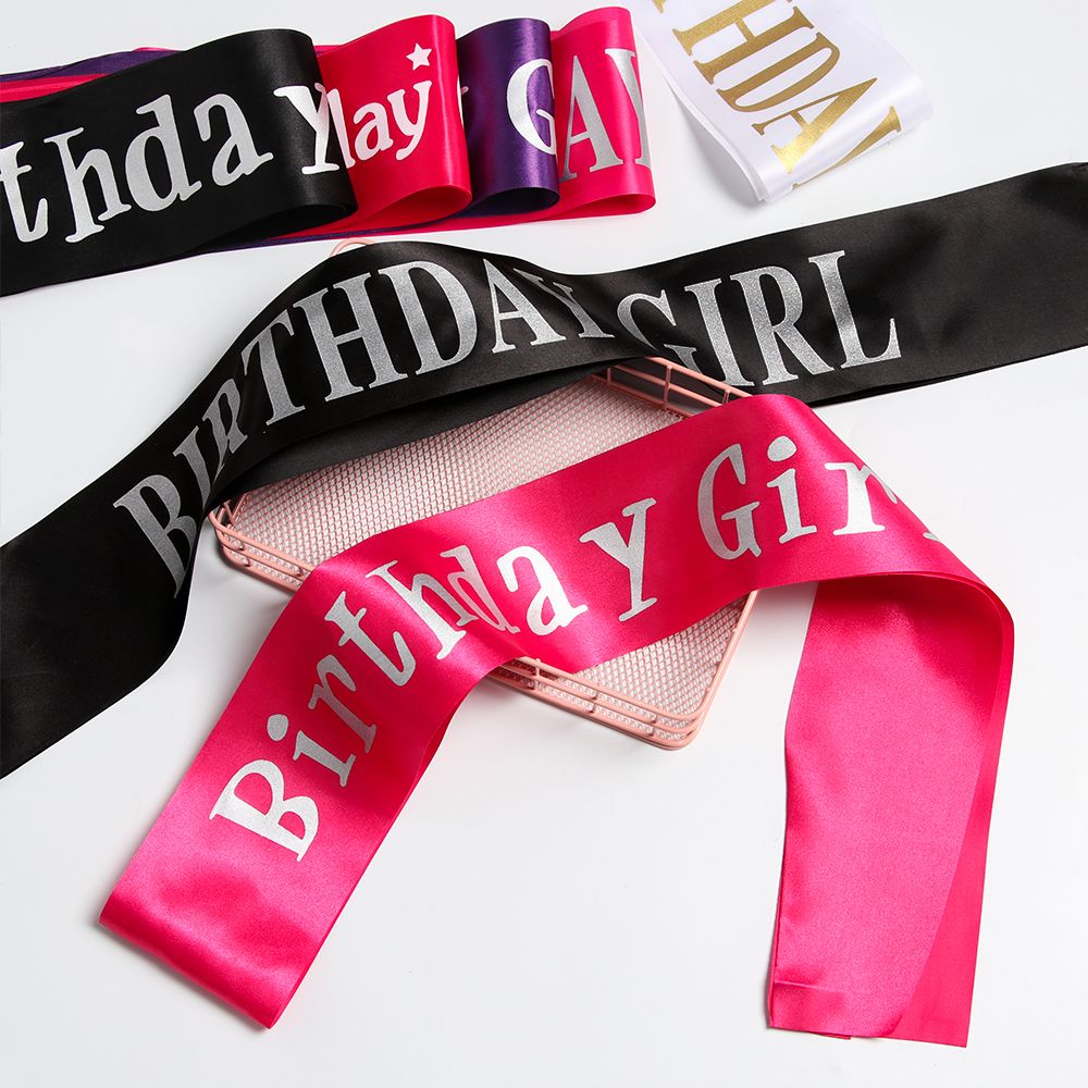 Birthday Girl Ribbons Shoulder Girdle Birthday Girl Glitter Satin Sash Mermaid Party Supplies Decoration Accessories