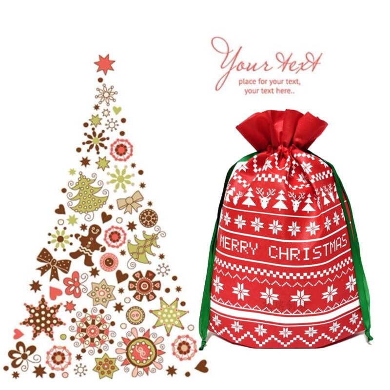 Christmas Bag Drawstring Cute Portable Storage Candy Bag Packaging Non-woven Bags