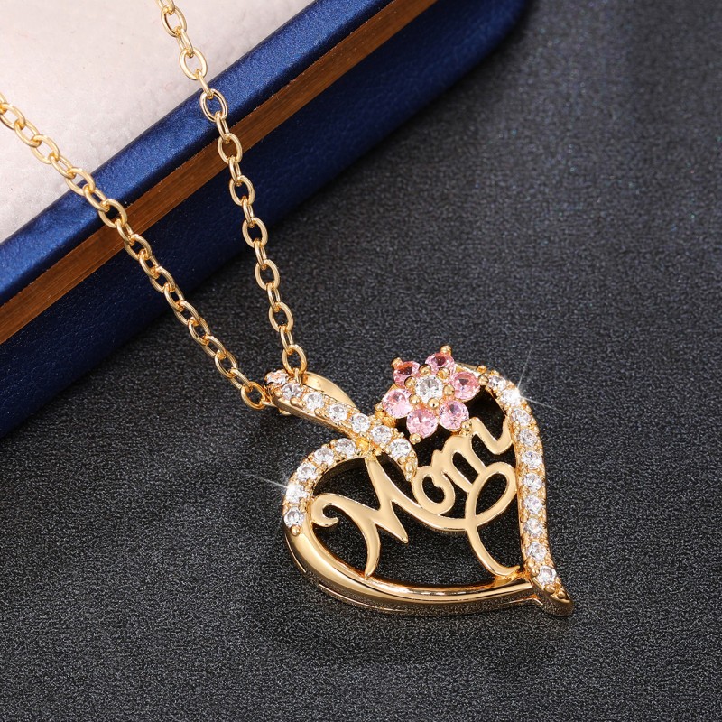 Huitan dia das mães colar para a mãe luxo na moda craved pingente colar flor rosa estética pescoço acessórios amor jóias
