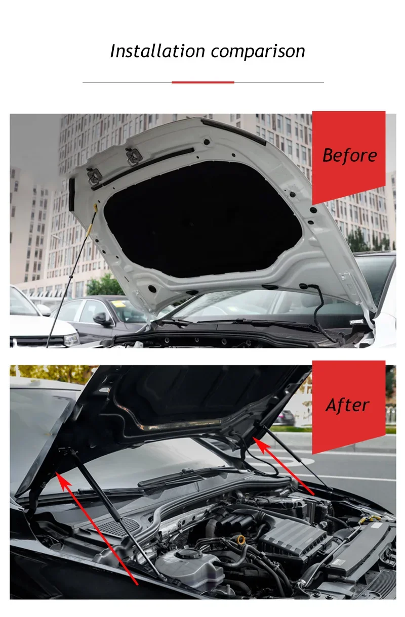 Para VW Golf 8 GTI/Line/Pro -2025, capó de estilo de coche, barras de soporte de elevación de choque de Gas, accesorios de varilla de soporte