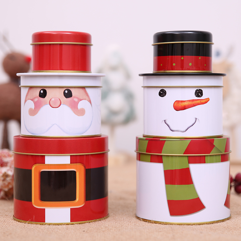 Cajas de lata de Color para decoración navideña, latas de almacenamiento para Dulces, galletas, para niños, Set de 3 unids/set
