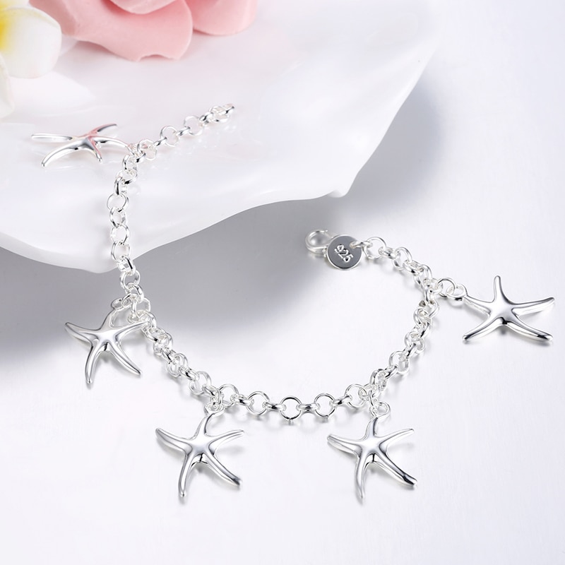 925 silber Schmuck-einstellen Für Frauen Romantische Seestern Anhänger Halskette Ohrring Armbinde Schmuck-einstellen Valentinstag