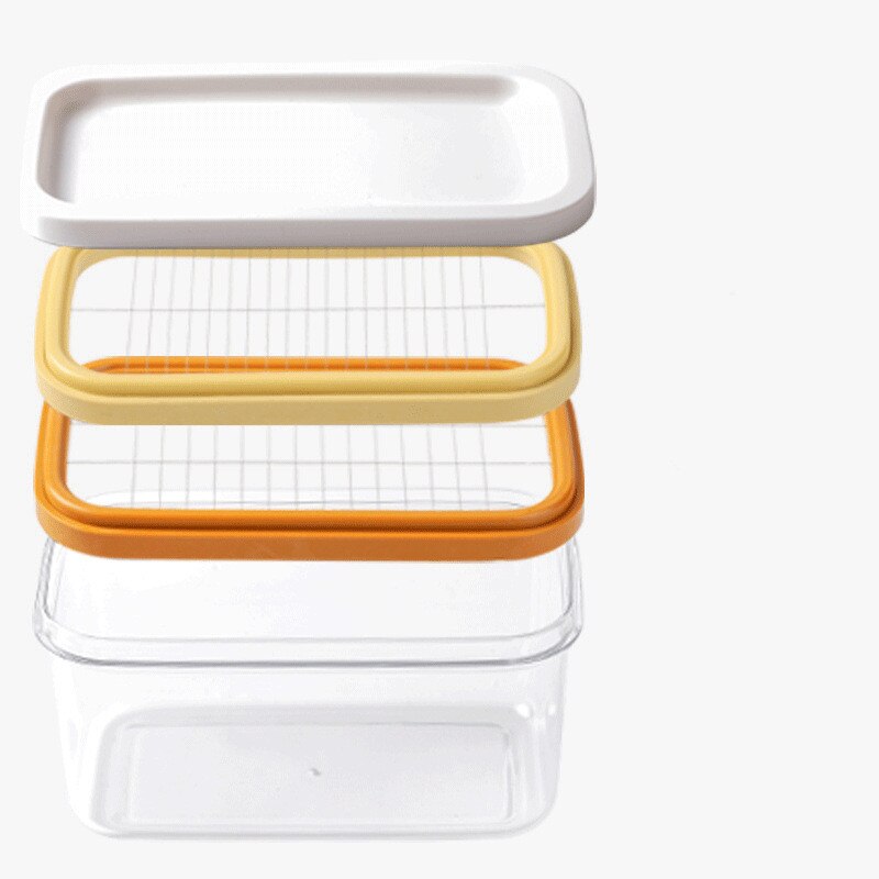 Butter Cheese Cutter Box with Lid Cutting Container Rectangle Food Storage Box Kitchen Cheese Container Keeper: 450G Double Slicer
