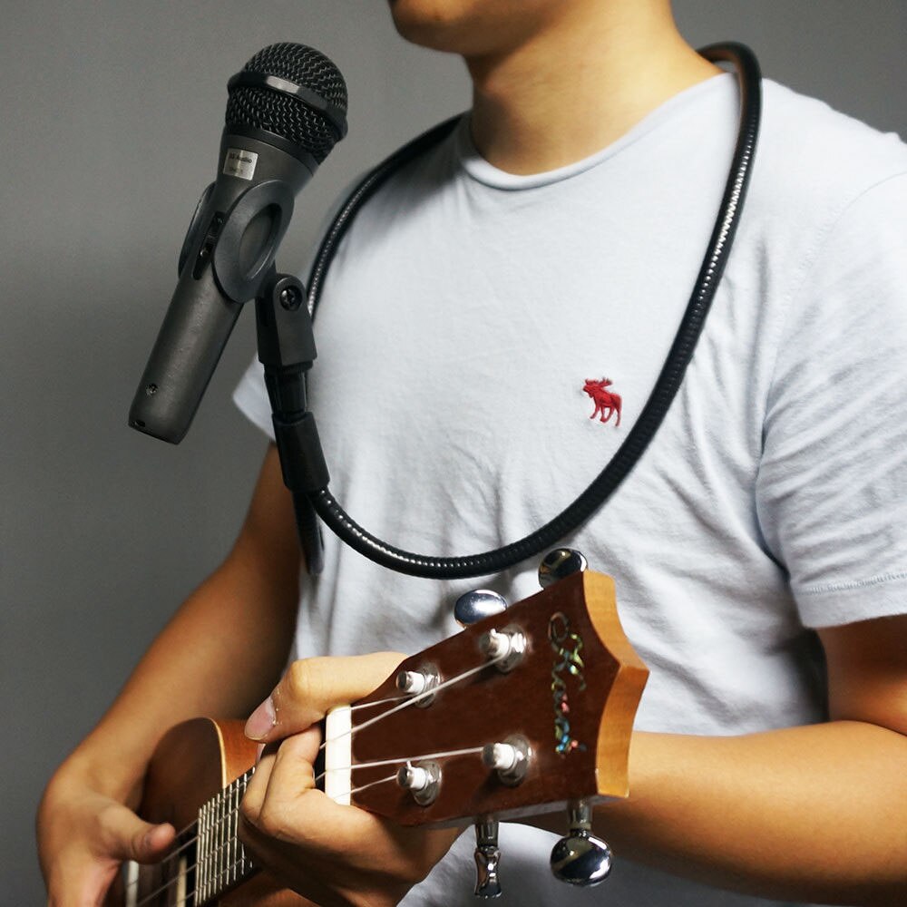 Universal Microphone Brace Neck Holder Hands Free Mic Stand Holder U-type Clip Clamp Adjustable for Performance Musical Player