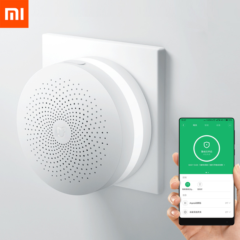Original Xiaomi Mijia Smart Home Multifunctional Gateway 2 Alarm System Intelligent Online Radio Night Light Bell Samrt Hub