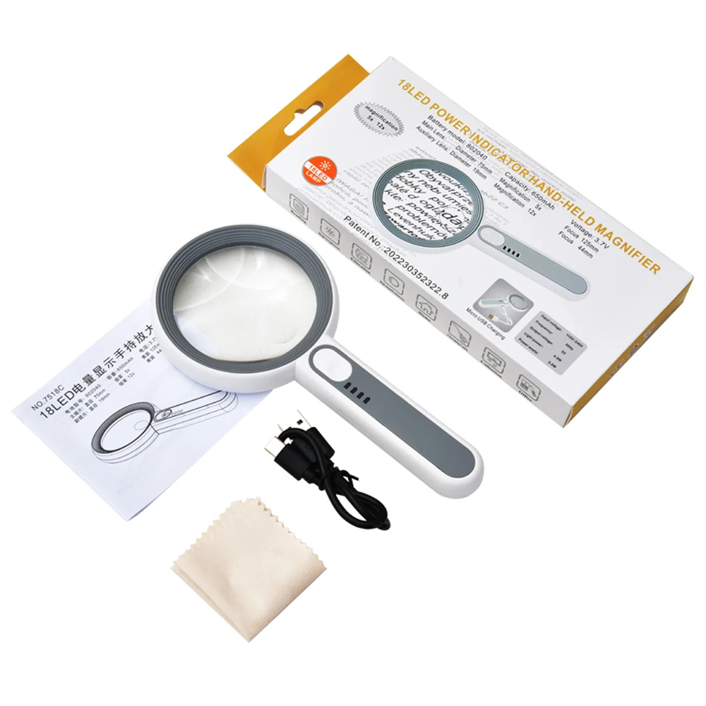 Oplaadbare handloep 6x 5x 11x 12x verlichte loep met ledverlichting voor lezen en repareren 3