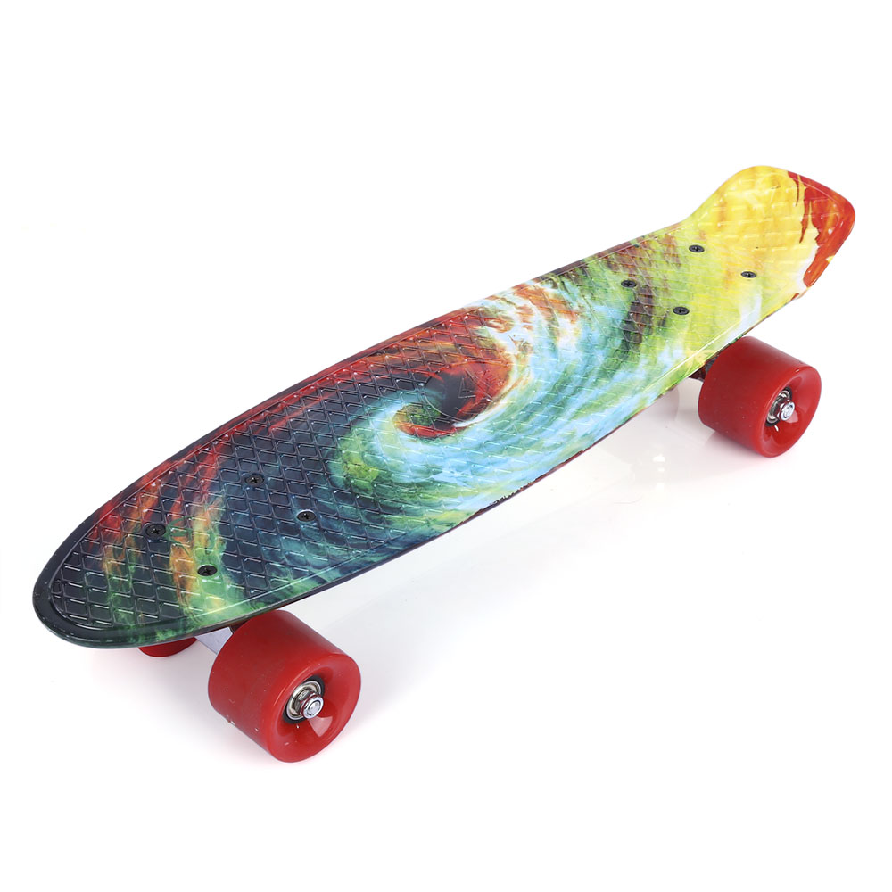 22 Inch Afdrukken Patroon Vier-Wiel Lange Skateboard PP Board Deck Skate Board Schokbestendig Skateboard Voor Kinderen Volwassenen