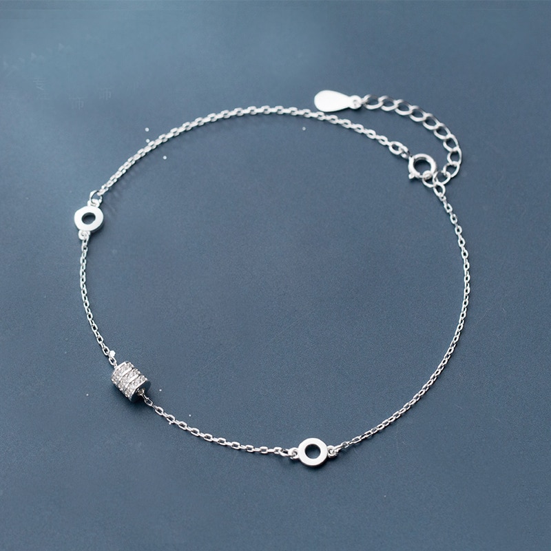 100% 925 sterling silver leaf anklet bracelet Beach Party Beads anklets for women bracelet jewellery