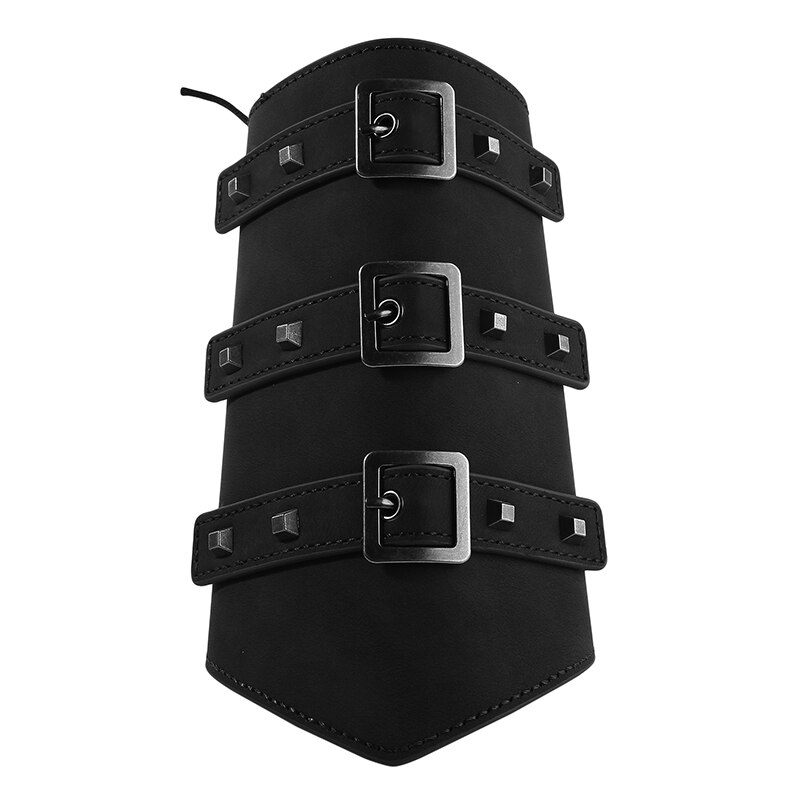 Medieval Larp Knight Arm Cuff Leather Bracer Punk Buckle Strap Armor Adult Wrist Band Archer Gauntlet Costume Gear For Men: Single Black