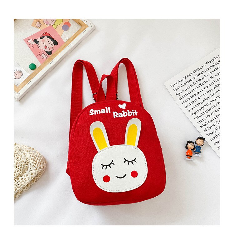 Unisex cartoon print rugzak baby schattige rits schooltas met verstelbare bandjes schattig: Rood