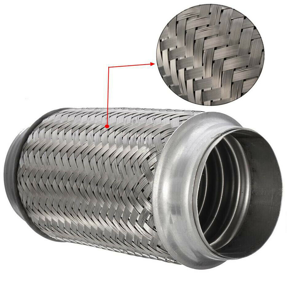 3" ID x 8" L Car Truck Double Braid Exhaust Flex Pipe Braid Tube Connector Joint Coupling Adapter Heavy Duty Stainless Steel
