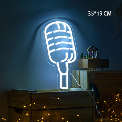 Señal de neón Led creativa, luces nocturnas alimentadas por USB de 5V, para dormitorio, tienda, Pub, Bar, restaurante, , decoración de pared, lámpara comercial de estética: Microphone