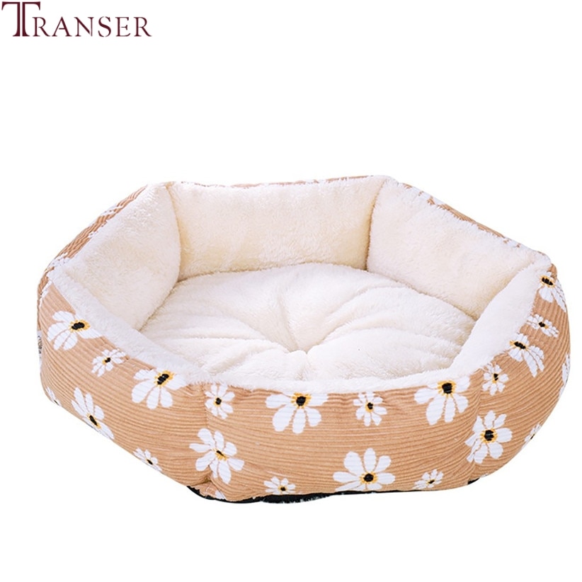 Transer Daisy Print Fleece Warm Hund Betten Pet Hund Schlafen Bett Matten Welpen Kissen Zwinger Hund Haus für Kleine Medium hunde 9905
