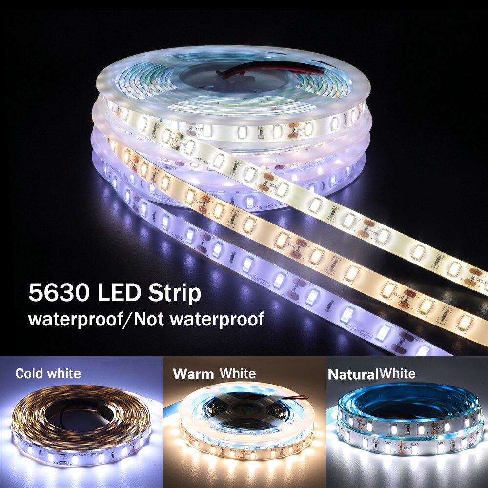 Dc 12V 5630 Led Strip 120Leds/M Smd 5730 Verlichting Breedte 8Mm 10Mm Flexibele Tape led Strip Licht Natuurlijke Wit/Warm Wit 5M