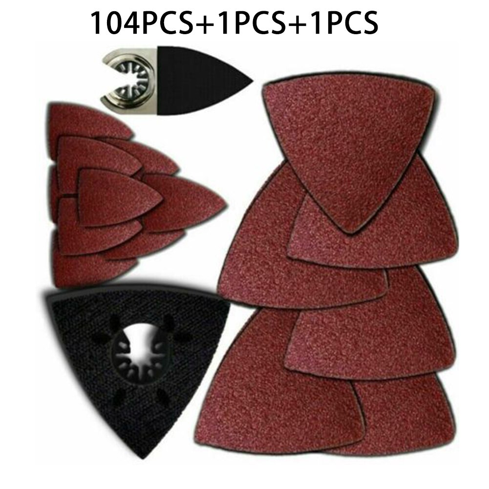 106pcs Sandpaper Oscillating Tool Sanding Kit Multi Tool Compatible 60/120/180/240 Grit Triangle Sander Sand Paper Abrasive Tool