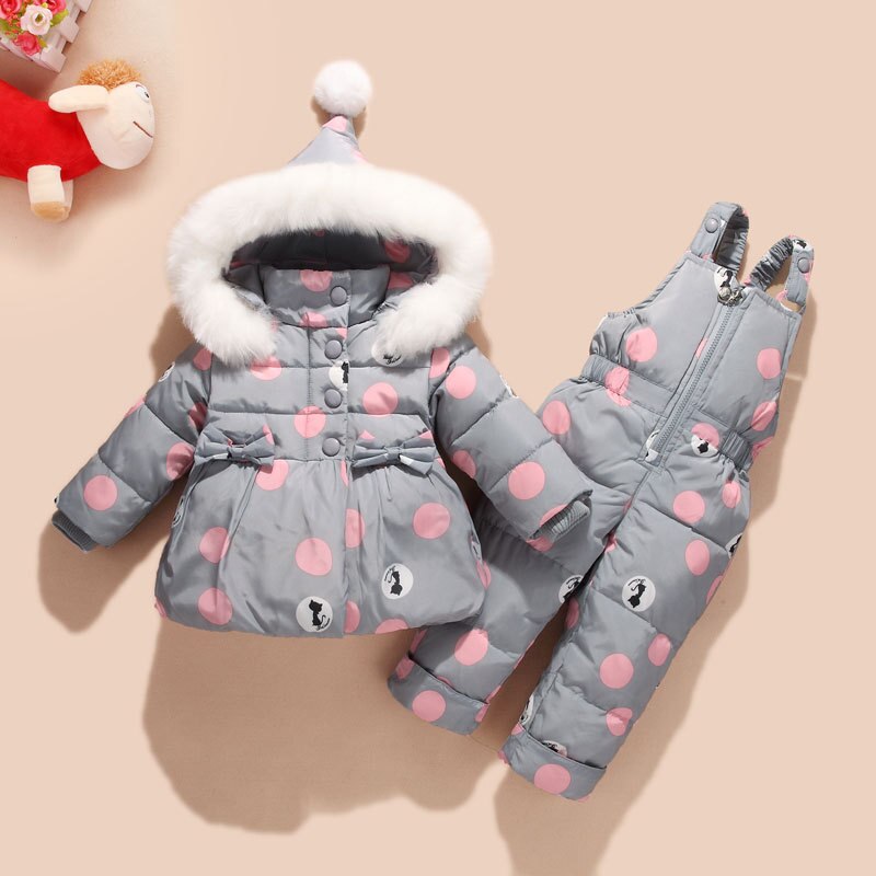 Baby Clothes Girls Down Coat Suit Children Warm Toddler Snowsuit Outerwear + Romper Clothing Set Russian Children Winter Overall