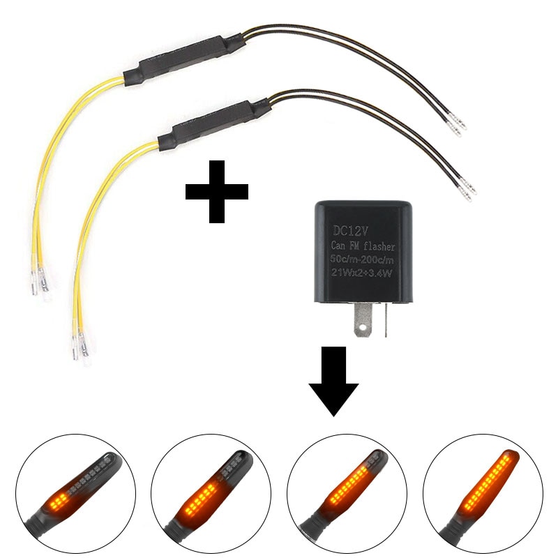 Motorcycle LED Turn Signal Indicator Load Resistor Decoder &amp; 2-Pin Unit Adjustable Flasher Blinker Relay Moto Accessories 12V