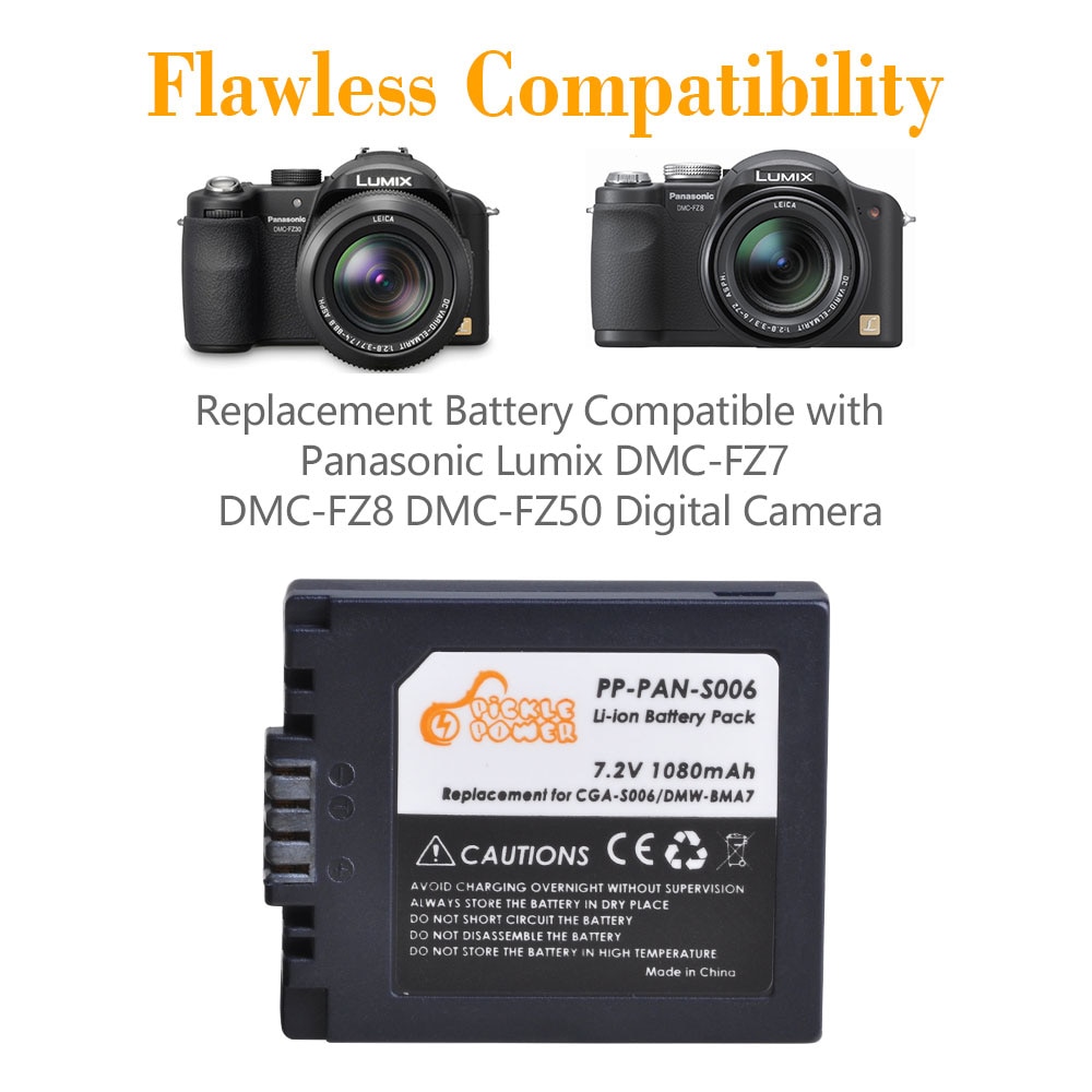 Batterie CGA-S006E et batterie CGA-S006 LCD Kit chargeur USB pour Panasonic Lumix DMC-FZ7 FZ8 FZ18 FZ28 FZ30 FZ35 FZ38 fz50.