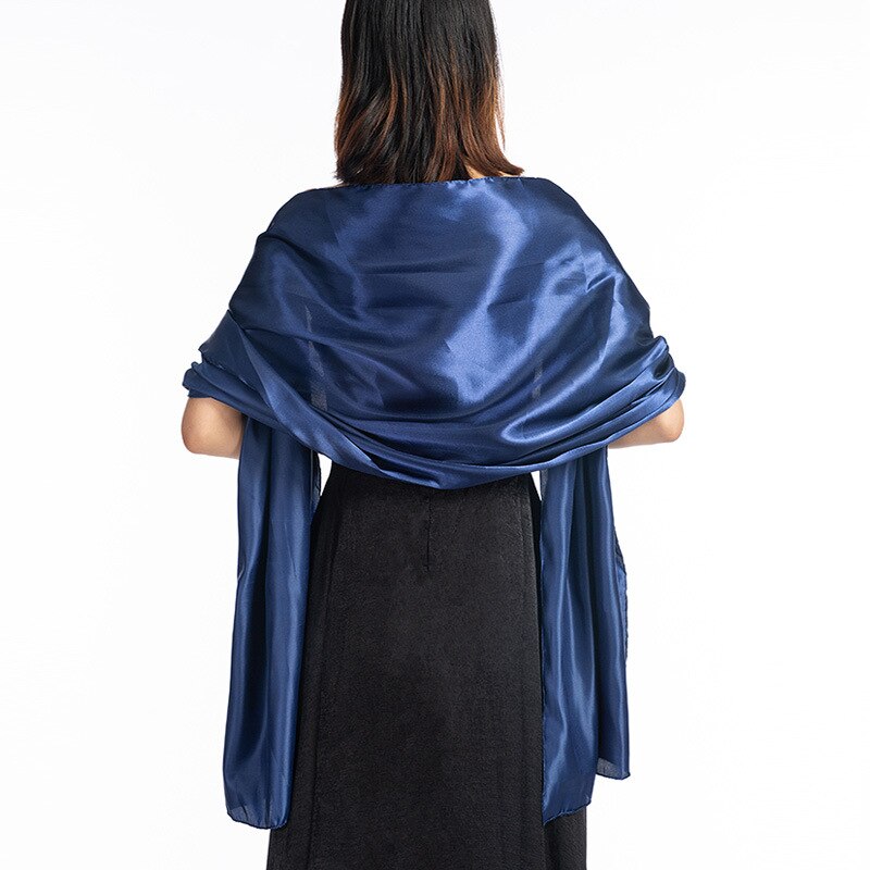 Ensfarvet satin aftenkjoler fest sjal tørklæde til kvinder brudekjole sjal foulard femme brude boleroer trækker på skuldrene vikler