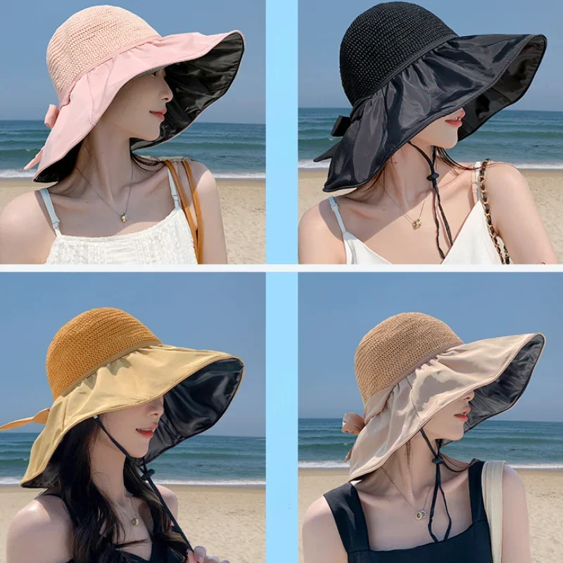 Cappelli da sole per donna all'aperto Cappello da sole estivo Berretto di protezione solare a tesa larga Resistente ai raggi UV Ombreggiatura per il viso da escursionismo