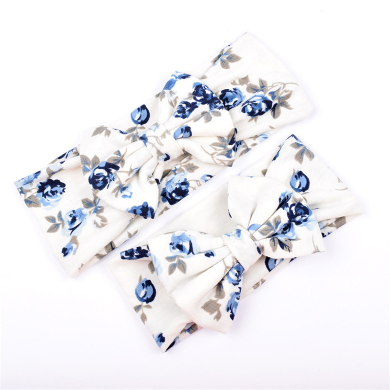 Bunvel Mama und Mich Kleidung 2PCS Floral Turban Verknotet Neugeborenen Baby Mädchen Haar Zubehör für Mutter Tochter Stirnband