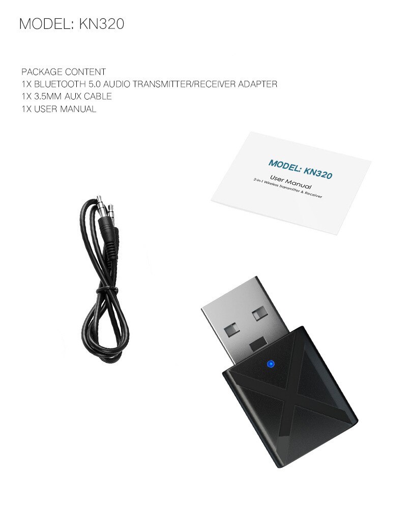 2 in 1 USB 3.5mm Bluetooth 5.0 Adapter Receiver Wireless Bluethooth Dongle Music Mini Bluthooth Transmitter For PC Computer