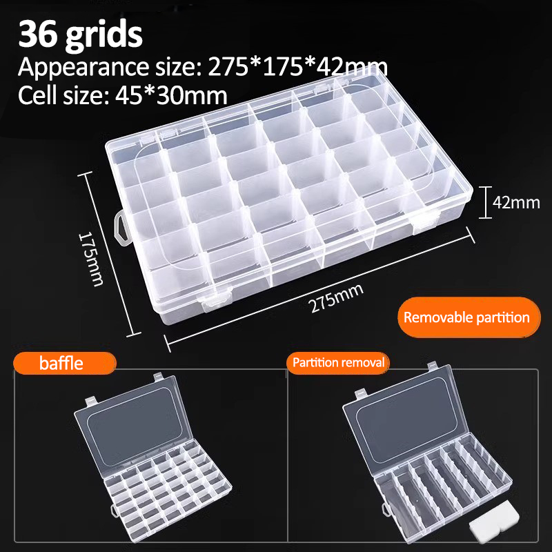 Transparante plastic doos Grote capaciteit Compartiment Organizer Box Onderdeel Gereedschapskist Meercellige materiaal Model Accessoires Opbergdoos: YELLOW