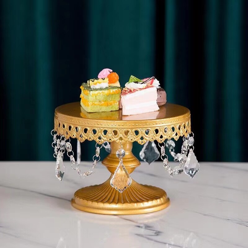 1PCS Round Cake Stand Iron Exquisite Cake Rack Base Gold White Dessert Stand Cake Display Wedding Birthday Cupcake Holder