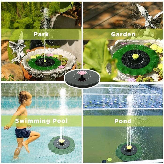 Floating Solar Fountain Garden Waterfall Fountain Pool With Solar-Battery 2.5W Panel Kit Heads Garden Decor