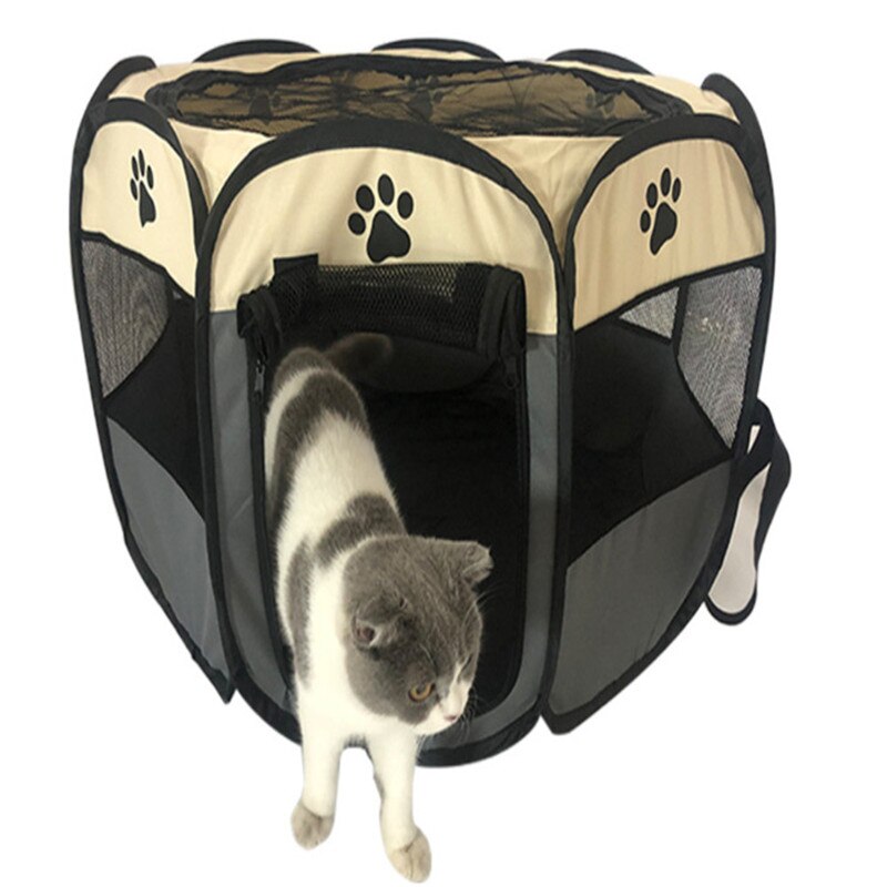 Perreras portátiles para perros y gatos, tienda de campaña plegable para interiores, jaula octagonal, nido para nacimiento, conejo y gatito