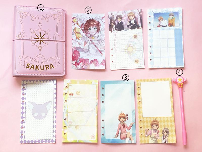 A6 Ring Binder Notebooks Sakura Pink Notebook Planner Journal Agenda Organizer Schedule DIY Personal Diary Book Stationery: Foundation plate