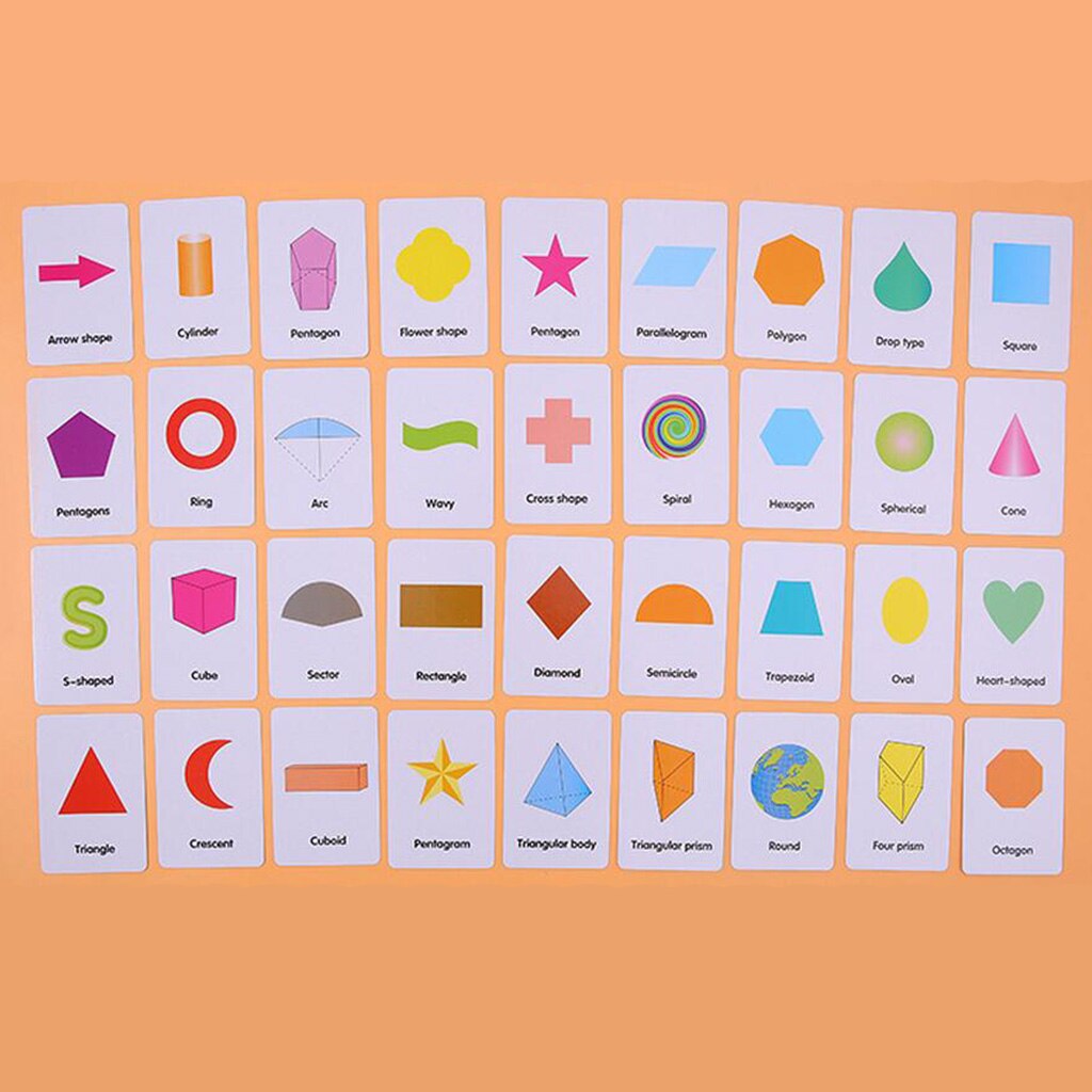 36 Pieces Preschool Educational Flash Cards for Kids Shapes