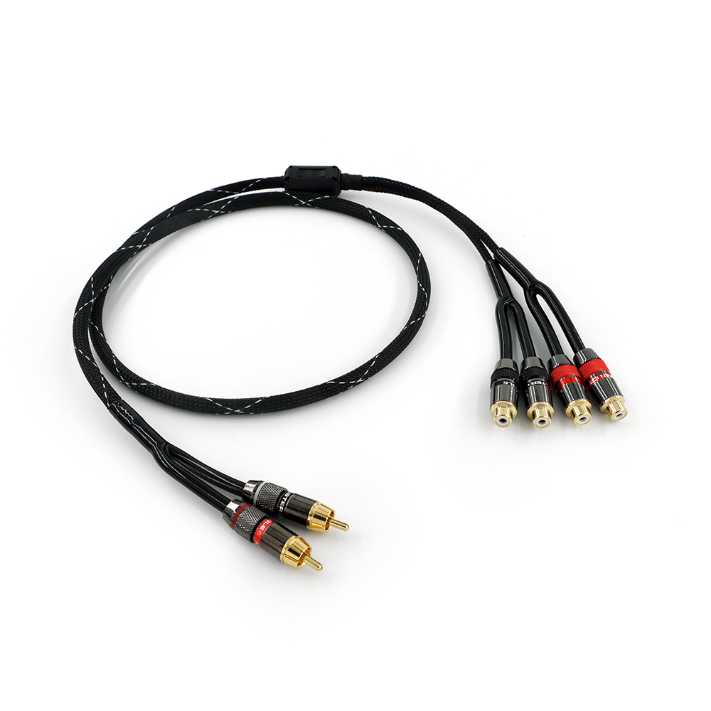 Rca Plug Splitter Stereo Audio Video Kabel 2 Mannelijke Naar 4 Vrouwelijke Dual Speaker Y Adapter Verlengsnoer 1 Ingang 2 Uitgang