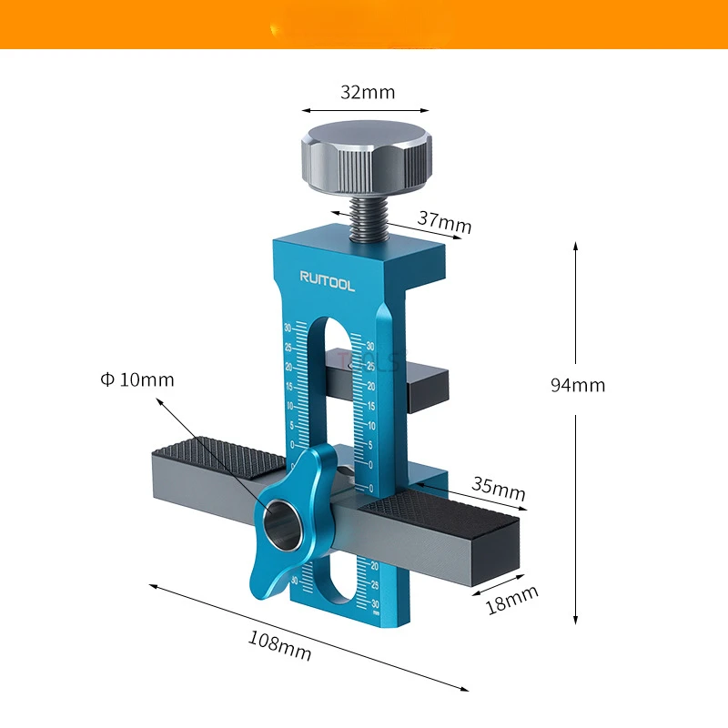 Cabinet Door Mounting Jig Quick Positioning Hole Opening Tool Adjustable Aluminum Alloy Cabinet Portable Cabinet Mount Locator: GOLD