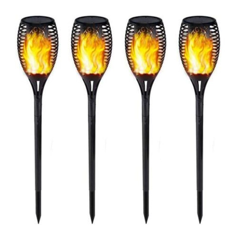 Solcelledrevet led flamme lampe vanntett 96 led plen flamme flimrende fakkel lys utendørs solar led brann lys hage dekorasjon