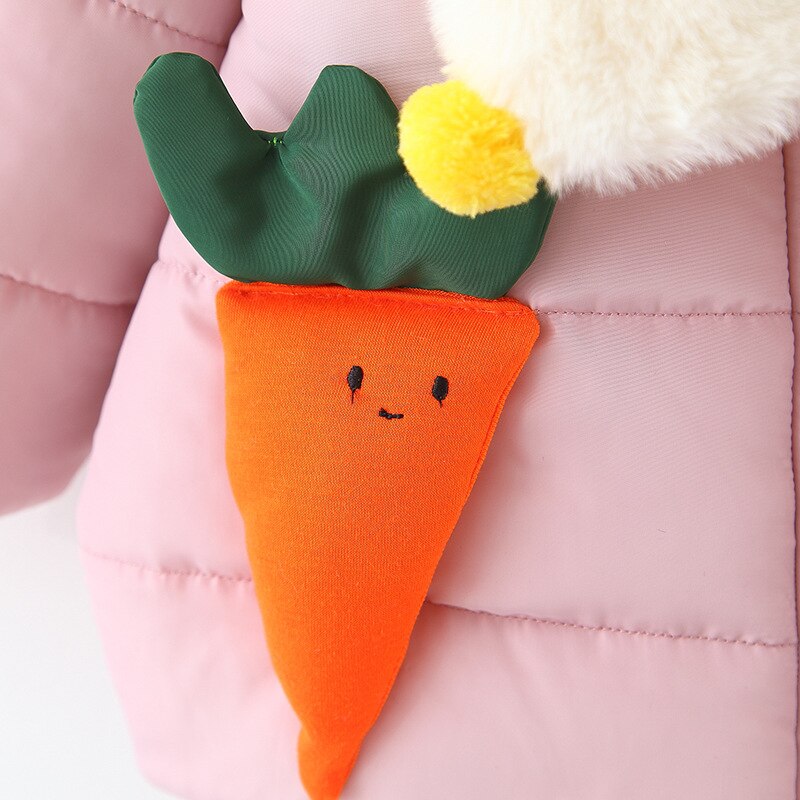 Winter Warm Baby Girls Thick Fleece Radish Hooded Snowear Parkas Overcoats Children Kids Party Outerwear Coats + Scarf casaco