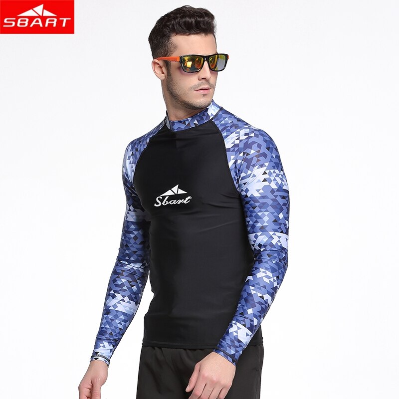 SBART costume da bagno da uomo Super elastico Rashguard a maniche lunghe Surf costumi da bagno asciugatura rapida Rash Guard protezione solare Beach Diving T-Shirt UV