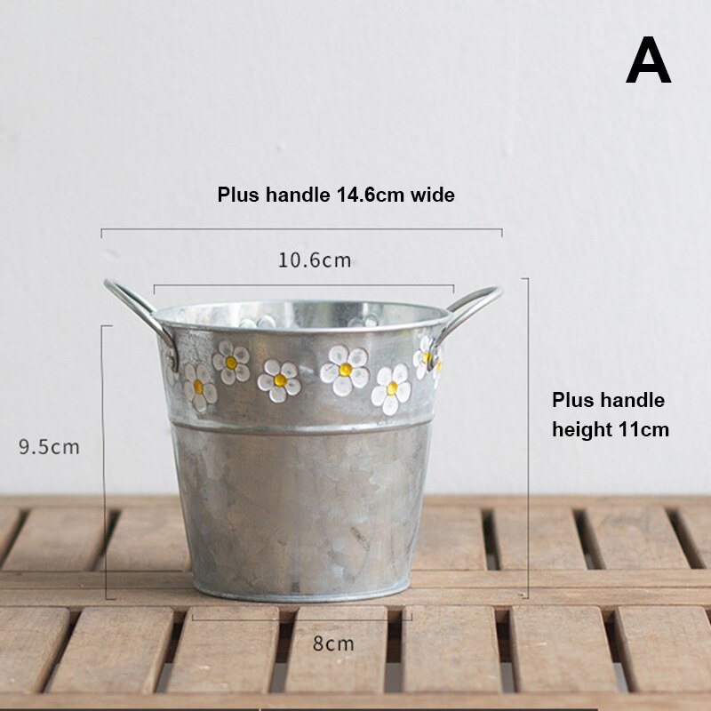 Cubo de hierro para flores, maceta, colgante Retro, barril, cubos para flores, plantas J2Y