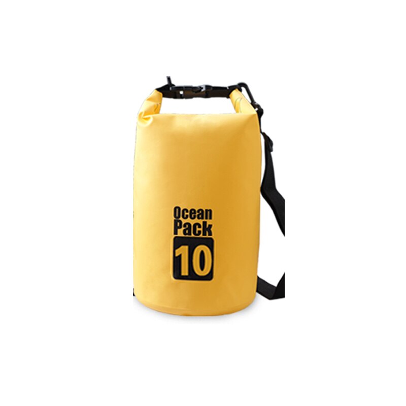 PVC Waterproof Dry Bag 2L 5L 10L 20L 30L Outdoor Diving Foldable Man Women Beach Swimming Bag Rafting River Ocean backpack: Yellow-10L