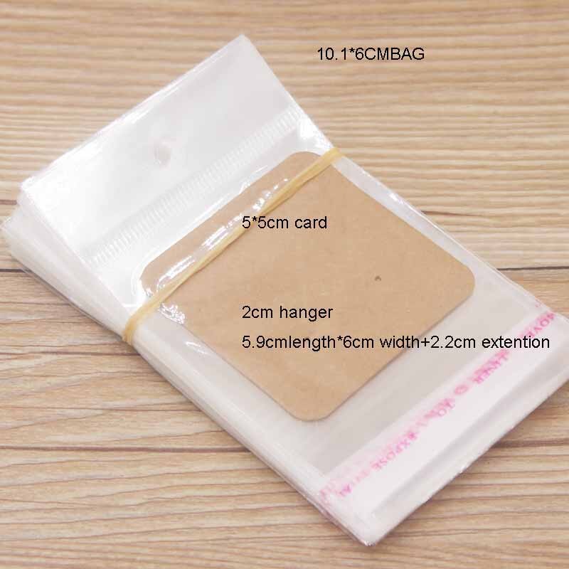 100PCS Storage Bags Transparent Self Adhesive Resealable Clear Poly Bags Packaging opp Bag jewelry card matching opp bags: 10.1x6cm